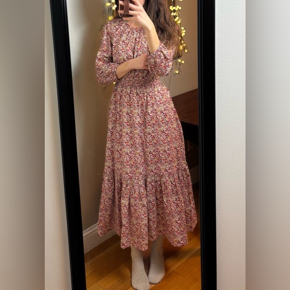 Handmade Modest Floral Midi Dress crew neck Liberty print 100% cotton - Picture 2 of 12